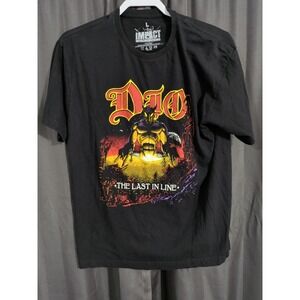 Dio Mens L Black The Last In Line Graphic T Shirt Heavy Metal Band Tee
